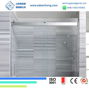 Decoration Rain Patterned Tempered Frameless Heat Soaked Glass Shower Door